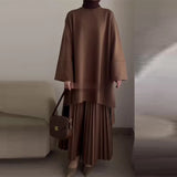 Summer New Women's Round Collar Loose Casual Top Retro Temperament Skirt Suit
