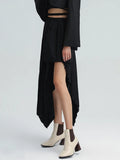 Pleated Irregular Hem Skirt For Women High Waist Casual Individuality Skirts Female Fashion New Clothing
