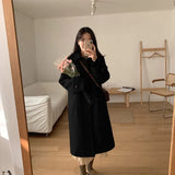 Winter Female Herringbone Thick Long Woollen Coat Loose