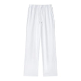 New Solid Color Elastic Waist Wide Leg Trousers 9929140-Outfit