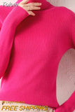 Women Casual Soft Cashmere Elastic Sweaters Turtleneck Slim Knit Pullovers For Women Solid Jumpers
