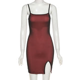Toloer Summer New Women's Dress With A Word Collar Fashion Slim Slit Wrapped Hip Dress Women-Outfit