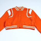 Long Sleeves Hit Color Short Button Baseball Suit Autumn New Fashionable All Kinds Of Spicy Girls Coat Girl-Outfit