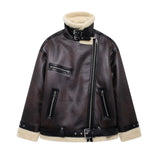 Women's Autumn And Winter New Double-Sided Collar Long Fur Locomotive Wind Jacket Jacket