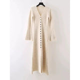 Ins Design Long Sleeve V-Neck Knitted Dress