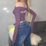 Toloer 2023 New Women's Solid Color T-Shirt Hanging Neck Fashion Slim Back Sexy Vest Suit Women-Outfit