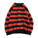 Striped Sweater Autumn Casual O-neck Oversized Knitted Sweater Vintage Winter Warm Loose Unisex Female Pullover