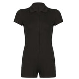 Toloer Hottie Versatile Waist One-Piece Shorts Female POLO Collar Single Breasted Slim Slim Bottom Casual Pants-Outfit