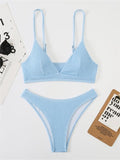 smocked V-neck bikini