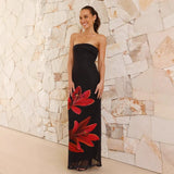 Spring-Summer Women's Fashion High-End Bra Open Hottie Positioning Print Dress