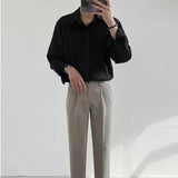Blouse Korean Version Of Loose Casual Long-Sleeved Shirt Men's Trend Handsome Striped Non-Ironing Shirt Autumn-Outfit
