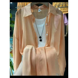 New Fashion Clothes Beaded Sunscreen Women Loose Lantern Sleeve Shirt Senior