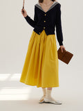 Spring Bright Yellow Dress Long Velvet Cotton Showing Thin And Comfortable Set Of Small Tight Folds Big Umbrella