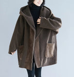 Fashion New lambswool Coat Coat Hooded Coat Long Section Loose Thickening Lamb Fur Coat Female Cotton Office Lady Full