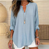 Women's Clothing Spring And Autumn Small V-Neck Long Sleeves Independent Day Crumums Simple Casual Temperament T-Shirt Long