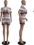 Toloer New Women's Handmade Knitted Casual Shorts Suit-Outfit
