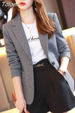 Women Blazer Office Lady Chic Elegant Vintage Casual Single Breasted Blazer All-match Daily Classic Chic Streetwear Top