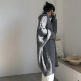 Cardigan Women Autumn Winter Twist knitted Jacket Retro Thick Loose Long Sweater for Ladies Simple Woman