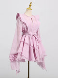 Leaf Lantern Sleeve Dress Women 2025 Summer New Temperament Elegant Simple Casual Fashion Beach
