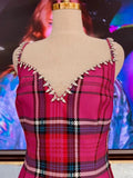 Sexy Plaid Sling Dress For Women V Neck Sleeveless High Waist Colorblock Mini Dresses Female Fashion Clothing