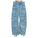Street Wide-Legged Jeans Women's New Autumn 2025 New Fashion High-Waisted Trousers Multi-Pocket Workwear Casual