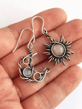 Boho Sun Moon Pendant Stud Earring-Outfit