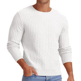 Toloer Men's New Waffge Solid Color Round Collar Long Sleeve Sleeve Sweater Fashion Casual Men's Sweater