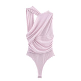 Women's Dress French Fashion Casual Pure Color Brocing Net Asymmetric Folding And Dressing Woman