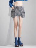 Toloer Trend A-Line Denim Skirt Autumn 2024 New Tail Splicing Pocket Design Tooling Pear-Shaped Women's Dress-Outfit