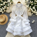 High-End Heavy Industry Diamond Lotus Leaf Dress Girl Spring Strapped Temperament Lace