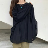 Toloer New Autumn Korean Version Loose Large Size Pure Color Thin Long-Sleeved Hoodie Women's Students On Clothes
