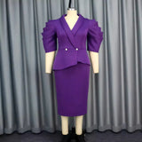 New Temperament Suit Collar Plus-Size Dress Party-Style Solid-Color High-Waist Dress Dress