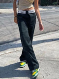 straight leg trousers with a foldable