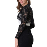 Women Floral Lace Cardigan Jacket Adults See-through Scalloped Long Sleeve Crop Tops Elegant Clothes Spring Fall 2023-Outfit