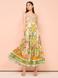 Summer New Sexy Sling Temperament Print High Waist Swing Dress