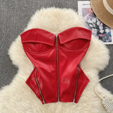 Locomotive Pure Hot Girl Breast Vest Autumn Zipper Short Design Sense Niche Beautiful Blouse