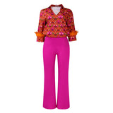 Women's Ebay Printed Long-Sleeved Shirt Temperament Elegant Broad Leg Pants Fashion African