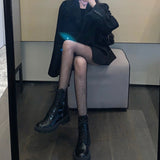 [With Diamonds] Black Stockings Women Thin Ins Tide Sexy Hollow Fishing Net Socks Spring Hot Diamond Crystals Even Foot