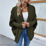 Scarf Collar Knitted Cardigan Sweater Women Coats Winter 2022 Bat Long Sleeve Elegant Loose Casual Long Knit Tops