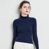Toloer And Winter 2023 New Women's Knitwear Korean Version Of The Flower Collar Draw Bottom Shirt With Sweater Coat Jacket-Outfit