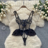 Sheer Lace Design Bodysuit Lingerie-Outfit