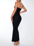 Black One Shoulder Slit Design Maxi Dress-Outfit