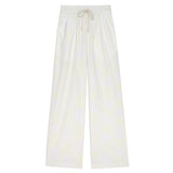 Women Y2K Aesthetic Wide-Leg Pants Stripe Drawstring High Elastic Waist Trousers Spring Fall Retro Sweatpants Bottoms-Outfit