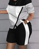 Independent Station Spring And Summer Fashion Positioning Printing Short-Sleeved 2-Piece Set Of Women-Outfit