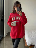 Fashion High Street Sweatshirt Women New Autumn Embroidery Letter Sweatshirts Tops Long Sleeve O Neck Pullover Tops-Outfit