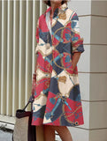 New Fashion Print Shirt Collar Long Women's