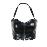 Dark Bat Vest Girl Summer Sexy Hot Girl Navel Zipper Tight Sling Top-Outfit
