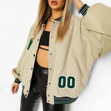 Embroidery Letter Varsity Jacket-Outfit