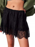 Style Basic Solid Color Irregularly Hem High Waist Lace Skirt Sweet Girl