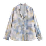 Long-Sleeved Top Women's Spring 2025 New Dopamine Color Dizzled Chiffon Sleeve Shirt